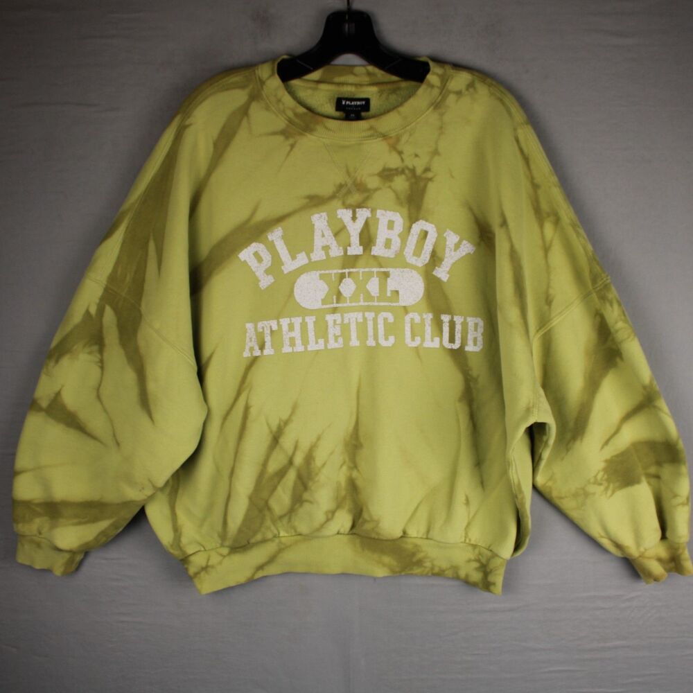 Playboy By PacSun Sweatshirt Size XS Green Tie Dye Athletic Club Crewneck Pullov